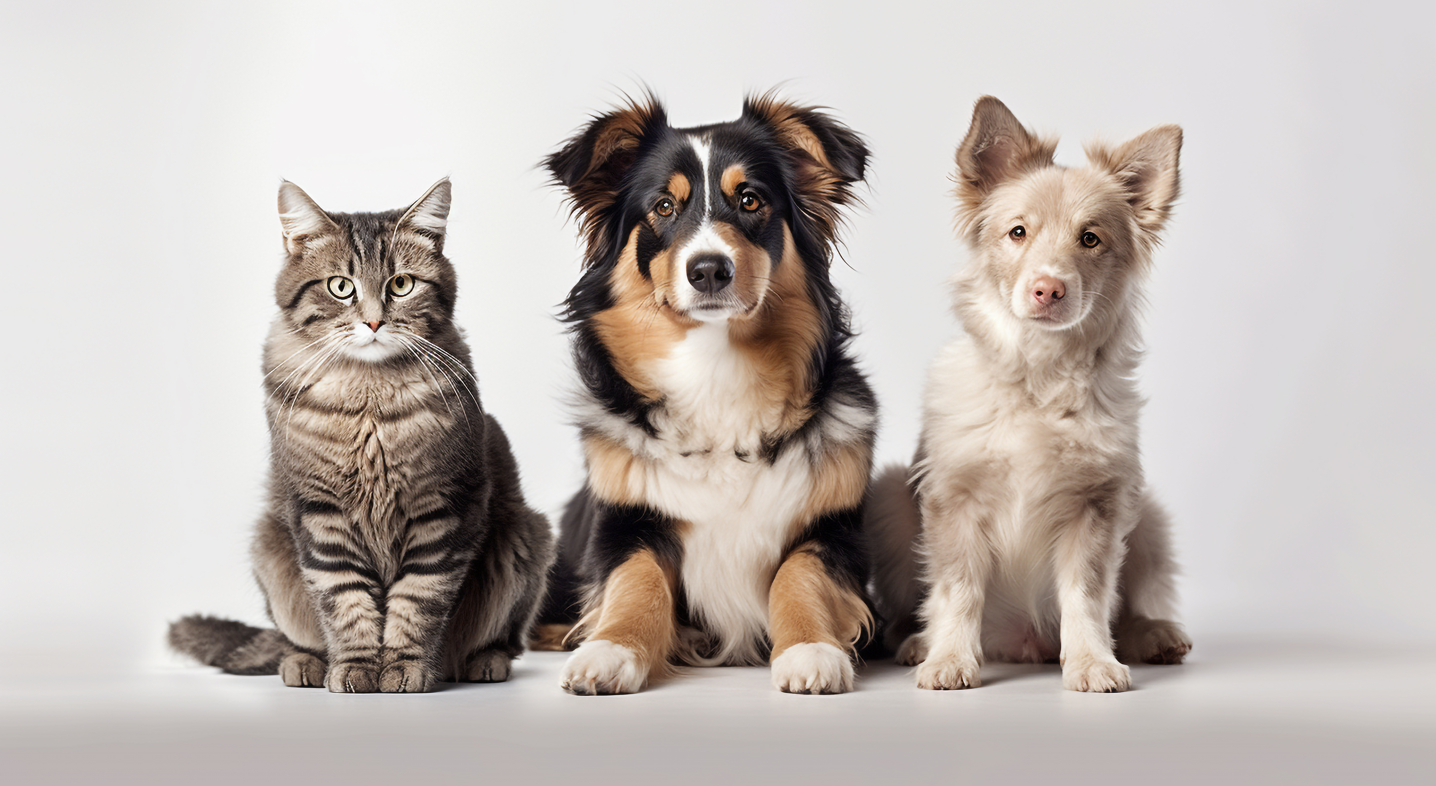 Cachorro e gato recebendo atendimento veterinário domiciliar da Aconchego Pet